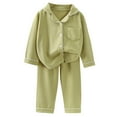 thumbnail image 1 of 2 Pieces Girls Boys Cotton Pajamas Set Soft Ribbed Button Down Pjs Sleepwear Nighwear for Toddler Kids, 1 of 9