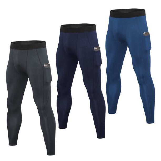 Pack de 3 mallas de compresión para hombre, mallas para correr, gimnasio, fitness, pantalones para c Abanopi Medias de compresión para hombre