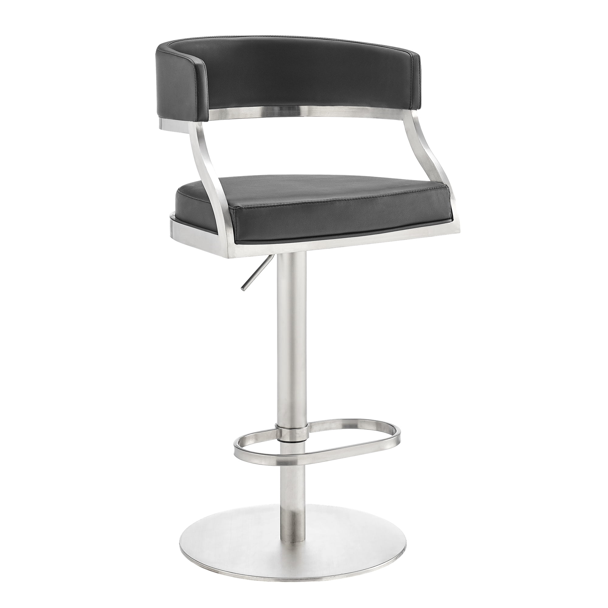 Callie Modern Retro Swivel Metal Adjustable Height Barstool With Faux Leather Seat