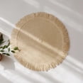 thumbnail image 4 of 2 Pcs 15" Natural Rustic Burlap Jute Placemat, Boho Round Paper Placemats, Rustic Woven Fade-Safe Tablemats,Braided Placemats for Home, Cafe or Events, 4 of 7
