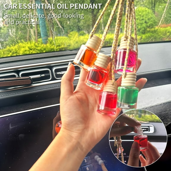 10-Piece Clear Glass Hanging Car Air Freshener Diffusers with Wooden Caps & Strings, for Essential Oil Aromatherap
