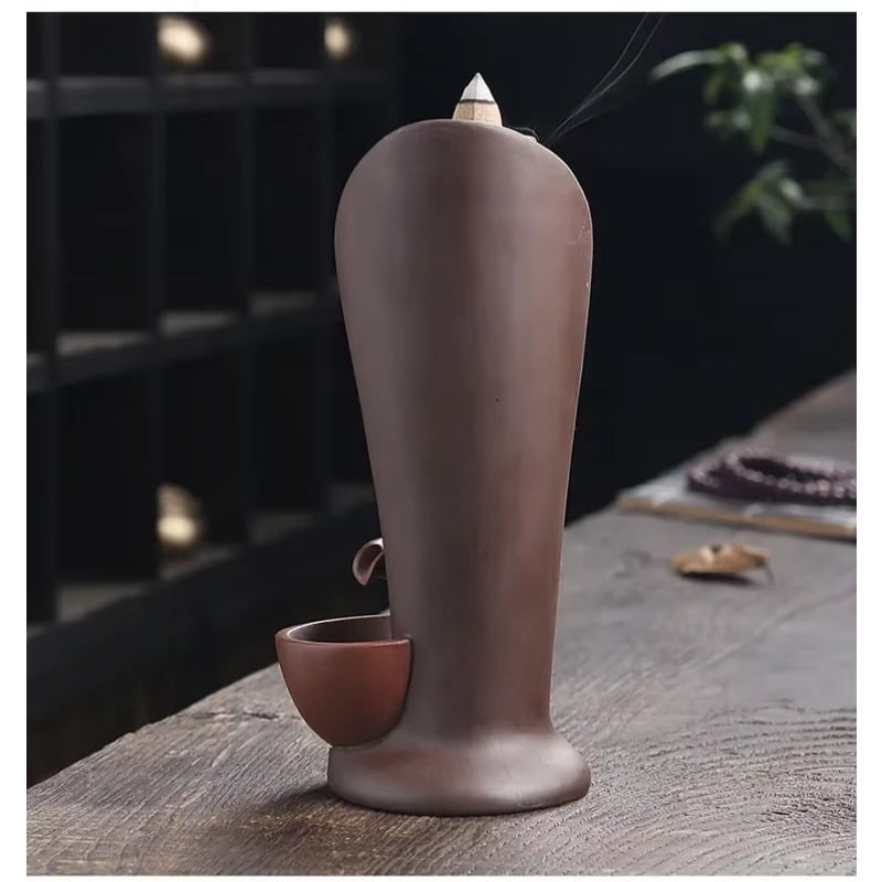 1pc,Handmade Torch Design Ceramics Waterfall Incense Burner Creative Home Decor Incense Holder Portable Ceramic Censer (Without Incense)
