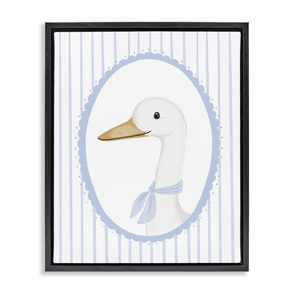 Stupell Industries Dainty Bordered Duck Black Framed Floater Canvas Wall Art, design by Cherrywood Lane