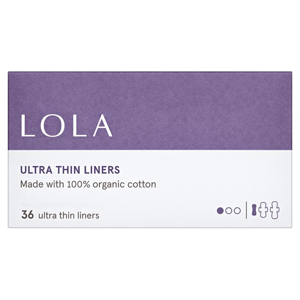 LOLA Ultra Thin Liners, Organic Cotton Topsheet and Core, 36ct