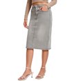thumbnail image 4 of INSPIRE CHIC Women's Denim Skirts High Waist Back Slit Knee Length Jean Skirts Grey XL, 4 of 6