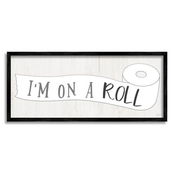 Stupell Industries I'm On A Roll Bathroom Graphic Art Black Framed Art Print Wall Art, Design by Natalie Carpentieri