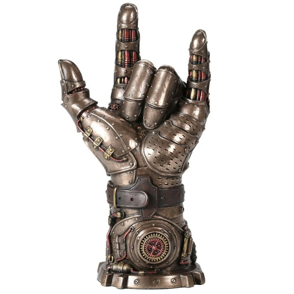 Veronese Design 9 1/2 Inch Steampunk Gauntlet of Love Resin Sculpture Cold Cast Bronze Finish