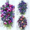 thumbnail image 2 of Artificial Flower Wreath Wreath with Lilacs Hyacinths Hydrangeas Spring Summer Floral Greenery Wreath E Small, 2 of 18