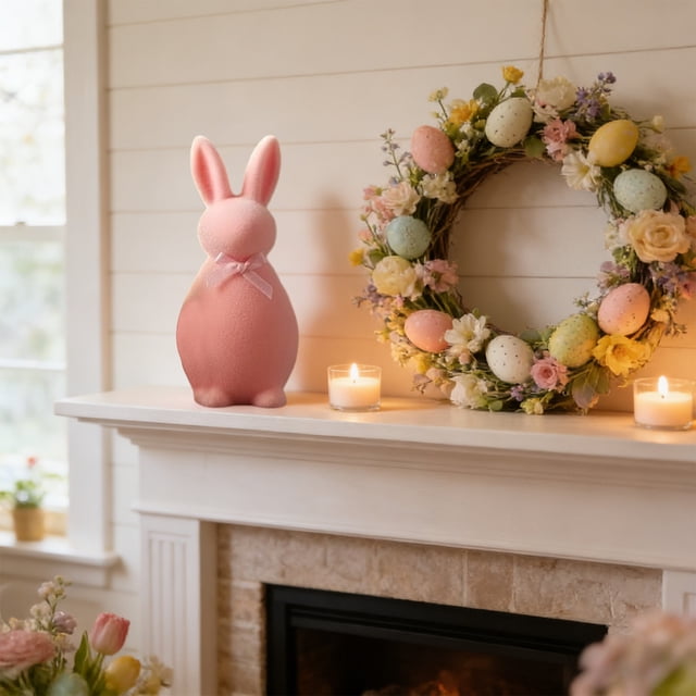 Adorno de escritorio de figuritas de conejo de Pascua – Decoración de conejo de espuma azul rosa naranja verde amarillo, decoración de Pascua de mesa de 3,94 pulgadas, acento interior exterior para