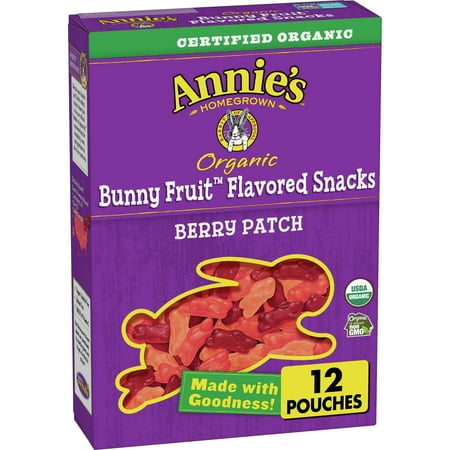 Annie's Organic Berry Patch Bunny Fruit Snacks, Gluten Free, 12 Pouches, 9.6 oz.