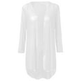 thumbnail image 5 of Ediodpoh Women's Solid Thin Transparent Mesh Cardigan for Women Three Quarter Sleeve Mid Length Shawl Coat White XXXXL, 5 of 6