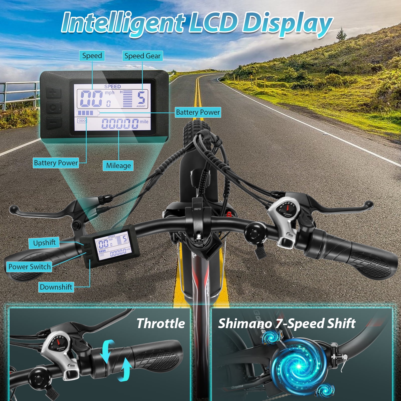Elifine 3.0" Fat Tire Electric Bike for Adults, 48V 7.8Ah 350W Foldable Ebike with LCD, 5 Ridng Modes, Lockable Suspension Electric Commuter Bicycle, 7 Speed City E-bikes for Women, UL2849