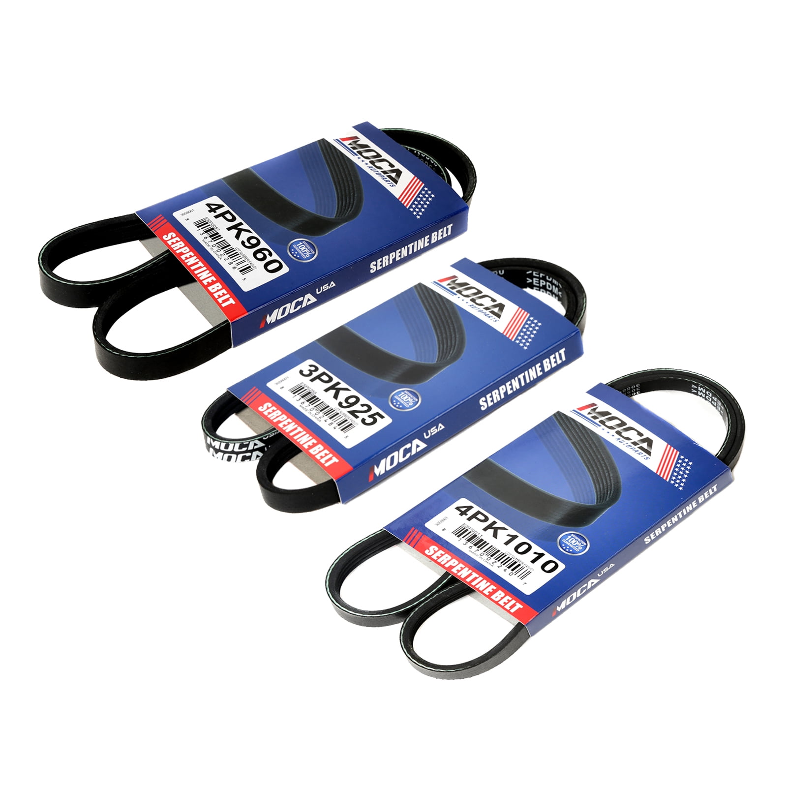 MOCA AUTOPARTS 3Pcs EPDM Serpentine Drive Belt Set Fit for
