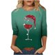 thumbnail image 3 of Camisetas de Manga Larga de las Mujeres Imprimir Navidad Cuello Redondo 3/4 Manga Suéter, Top Casual para las Vacaciones, 3 of 6
