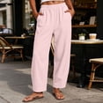 thumbnail image 2 of Womens Straight Leg Pants New Women’s Elastic Waist Pants, Wide Leg Casual Long Pants, Lightweight Relaxed Fits Bottoms with Pockets, 2 of 6