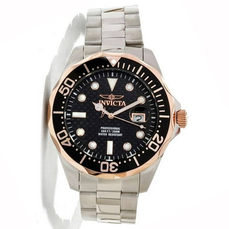 Invicta 12567 Men's Grand Diver Black Carbon Fiber Dial Stainless Steel Bracelet Dive Watch