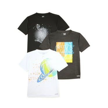4-Pack Boys Athletic T-Shirts - Quick-Dry Performance Shirts For Sports & Active Wear