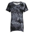 thumbnail image 3 of Ayolanni Irregular Women's Tops Gray Short Sleeve V-Neck Plus Size Tie Dye Pullover Blouses Teens Shirts 2x, 3 of 7