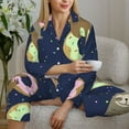 thumbnail image 6 of Uemuo Sloth with Donuts Pattern Womens Pajama Sets,PJ Set for Women,Pajamas for Women Logo,Long Sleeve Pajama Set for Women,Soft Long Sleeve Top With Pants-X-Large, 6 of 9