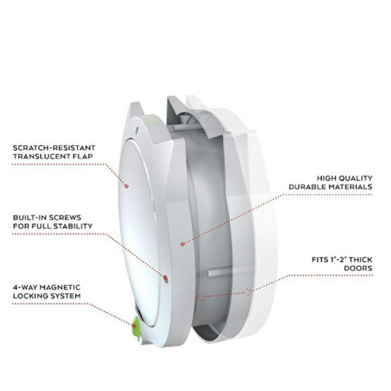 Cat Door for Pets with Locking Cat Flap for Interior Doors Exterior Doors Wall Cat White