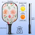 thumbnail image 4 of Pickleball Paddles Set Of 2, Fiberglass Surface, Spring Flowers Floral Print, 4 Balls & Bag, 4 of 5