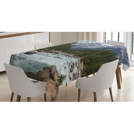 

Americana Landscape Decor Tablecloth Limestone Creek in the Alberta Cold Winter Time Adventure Image Print Rectangular Table Cover for Dining Room Kitchen 52 X 70 Inches Multi by Ambesonne