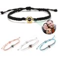 thumbnail image 1 of Custom Gift Bracelets With Picture Inside, Personalized Couples Bracelets With Photos, Circle Photo Braided Rope Bracelet, Anniversary Memorial Chain, 1 of 5