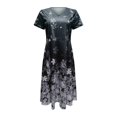 thumbnail image 3 of Ketyyh-chn99 Robe Maxi Grande Taille Robe Évasée à Fleurs Robe Droite Unie pour Vacances Robe de Plage à Enfiler Gris,2TG, 3 of 5