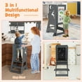 thumbnail image 4 of Costway Toddler Kitchen Stool Helper Baby Standing Tower with Chalkboard & Whiteboard Grey, 4 of 10
