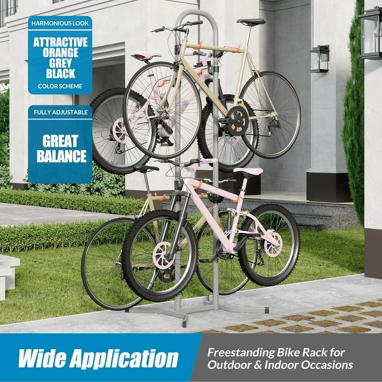 Suchtale 4 Bike Rack Bicycle Rack Bike Storage Rack for Garage Home Freestanding Gravity Bike Stand Adjustable Vertical Bicycle Holder for Indoor