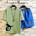 thumbnail image 3 of Conjuntos deportivos Estampados Ropa para hombre Pantalones deportivos Camiseta Ropa deportiva para hombre Conjuntos de pantalones cortos Chándal blanco Top de corte regular para exteriores Suelto XL, 3 of 5