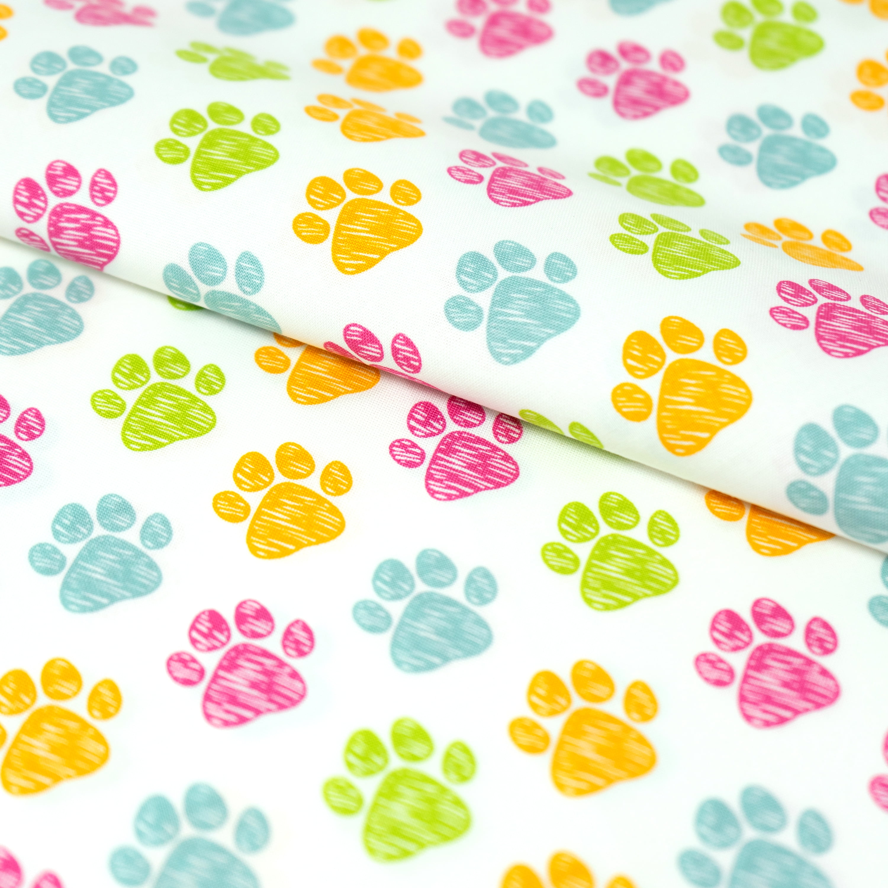 Singer Fabrics, 100% Cotton Print, Craft Quilting, 44 Inch, Paw Rainbow Print, 3 Yard Precut
