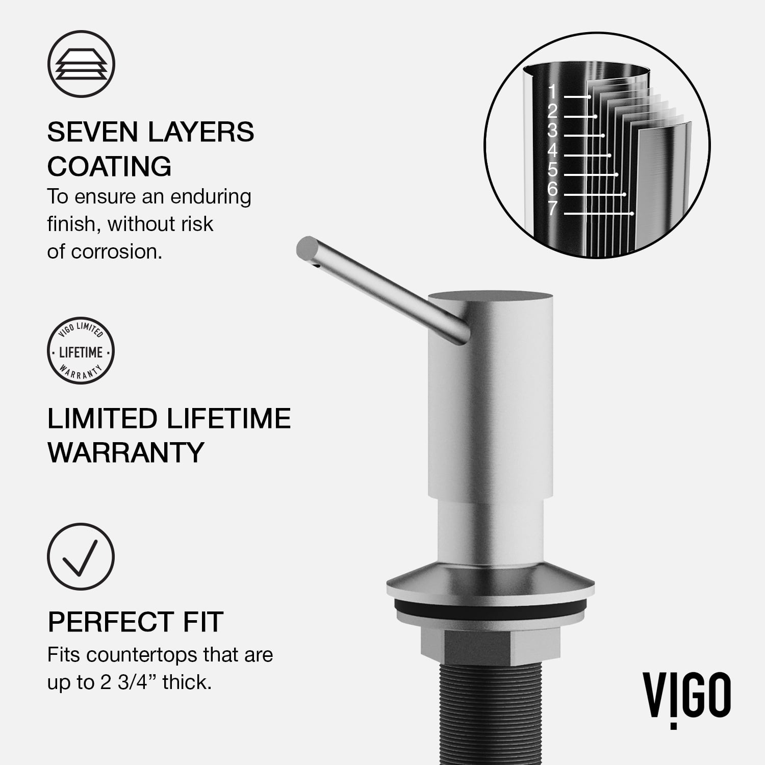 VIGO Braddock Kitchen Soap Dispenser in Stainless Steel