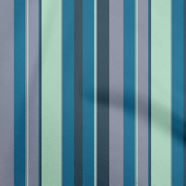 oneOone Rayon Medium Blue Fabric Stripes Craft Projects Decor Fabric Printed By The Yard 56 Inch Wide-V9