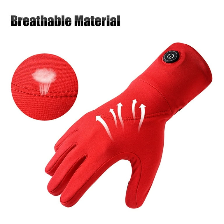 Sun Will Red Warm Heated Thin Gloves,Women Rechargeable Battery Mittens Xs-2xl