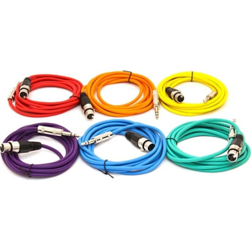 Seismic Audio SATRXL-F6, 6 Pack of Multiple Colors 6' XLR Female to TRS Patch Cables