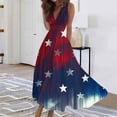 thumbnail image 2 of Women's Elegant Sleeveless Dress with Patriotic Print, V-Neck Loose Fit Design, Long Casual Sundress for Summer Outings,Dark Blue M, 2 of 5