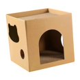 thumbnail image 2 of Casa de cartón para gatos con almohadilla para rascar, para moler, protección para muebles, casa para rascar para gatos, de juegos para gatitos Marrón, 2 of 9