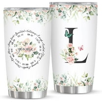 Personalized Initial L Tumbler 20oz, Monogrammed Gift for Women, Christian Gift, 20oz Insulated Stainless Steel Travel Mug