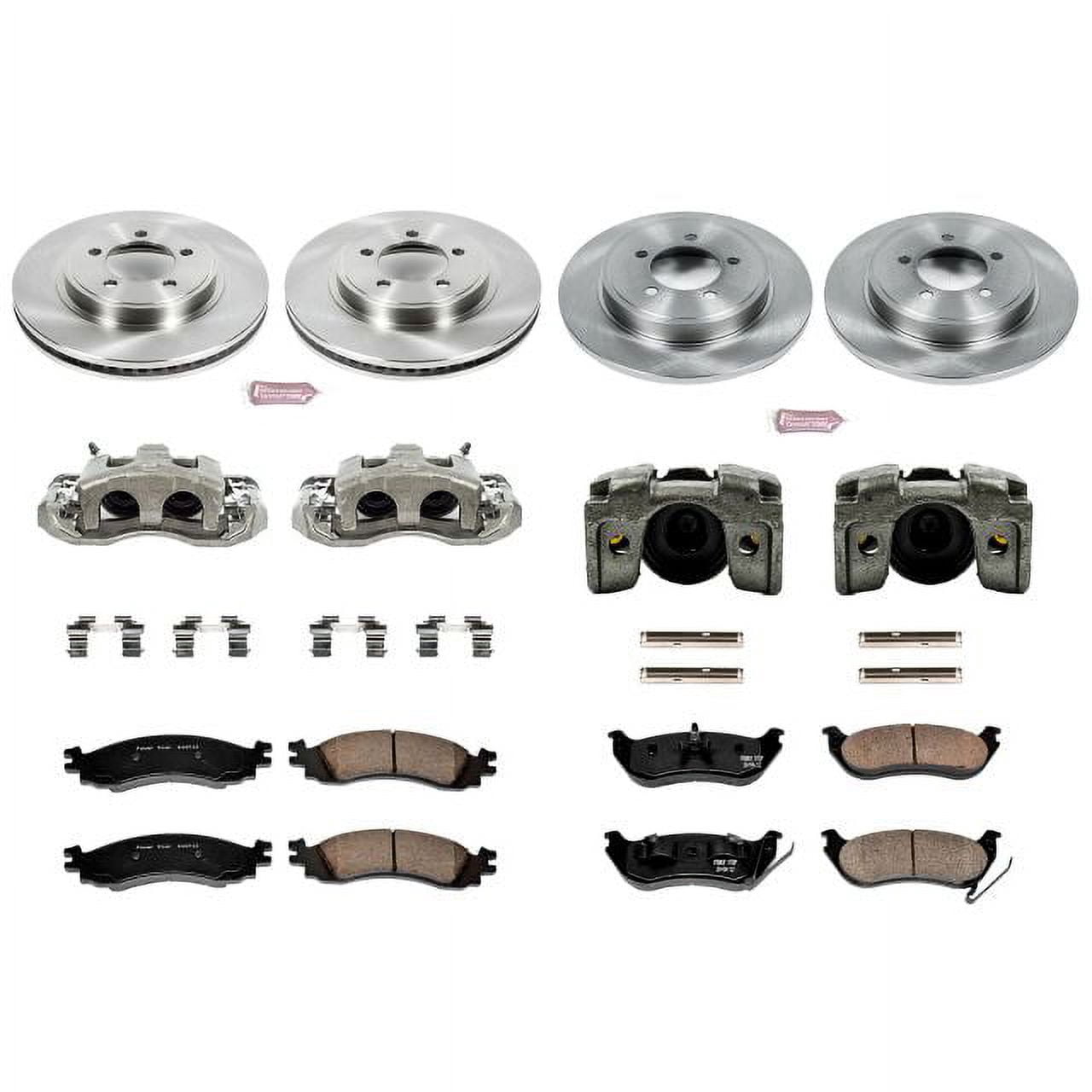 PowerStop Front and Rear Stock Replacement Brake Pad and Rotor Kit with Calipers Fits: FORD MERCURY Select Models KCOE1443