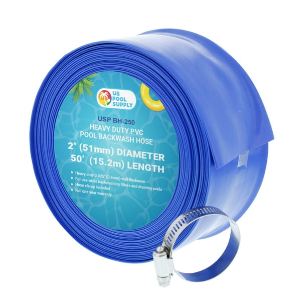 U.S. Pool Supply 2" x 50' Heavy Duty Blue PVC Swimming Pool Backwash