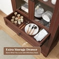 thumbnail image 5 of Kuublock 71” Tall Arched Pantry Cabinet with Glass Door, Display Cabinet Organizer with Barn Door & Drawer, Versatile Pantry Container for Kitchen, Living Room, Dining Room, Brown, 5 of 6