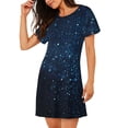 thumbnail image 2 of Cauagu Chemise de Nuit Rétro à Manches Courtes Pailletée Bleue pour Femmes, Chemise de Nuit Confortable à Col Rond Mignonne à Volants, 2 of 6