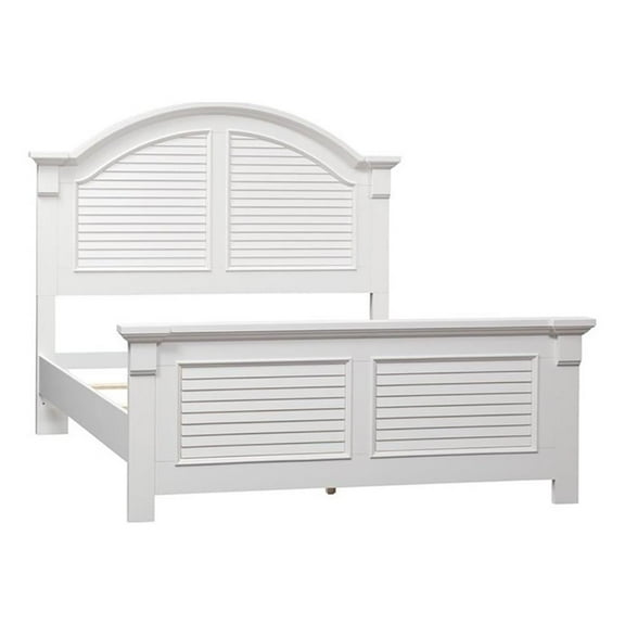 Bowery Hill Arched Crown Molding Farmhouse Wood Queen Panel Bed in Oyster White