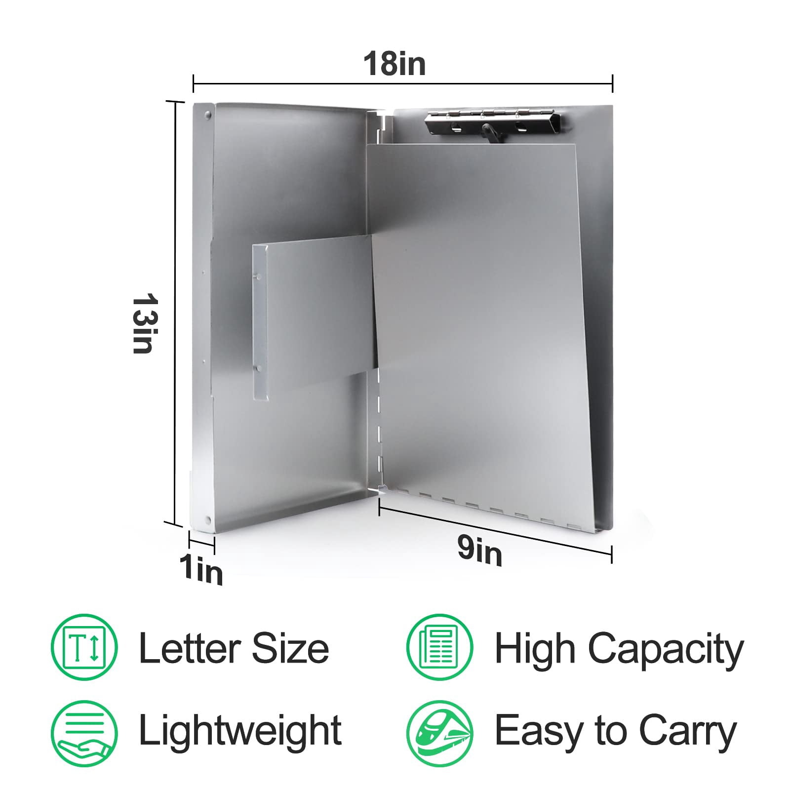 Aluminum Clipboard With Storage (letter Size)  Metal Recycle Form Holder Portfolio Binder Clip Inside Posse Box For Office Business Professionals Stationer