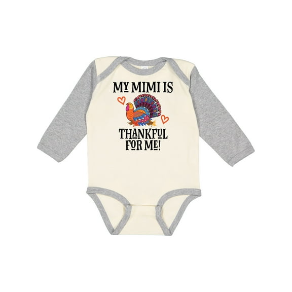 Inktastic Thanksgiving Mimi Thankful for Me Turkey Boys or Girls Long Sleeve Baby Bodysuit
