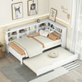 thumbnail image 3 of Harper & Bright Designs Twin Size DayBed with Trundle, Wooden Platform Bed with Storage Shelf and USB Charging Ports, Low Floor Bed for Boys Girls Adult Bedroom, White, 3 of 13