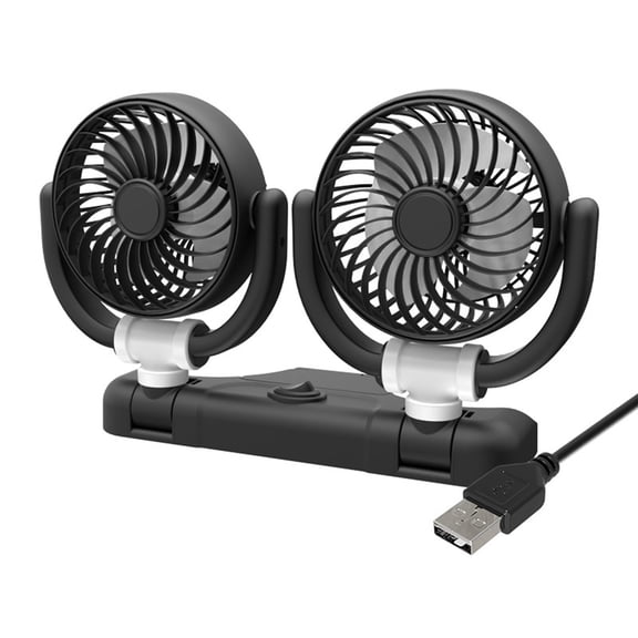 High Power Fan Dual Head with Abs Material 23x11.5x13.8cm Car Interior Three-Way Folding for Universal Silent and Traceless Cooling