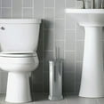 thumbnail image 3 of Slim Compact Freestanding Toilet Bowl Brush and Holder for Bathroom Storage and Organization - Space Saving, Sturdy, Deep Cleaning, Covered Brush, Metal in Shiny Finish, 3 of 6
