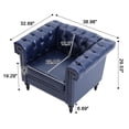 thumbnail image 3 of Chesterfield Faux Leather Single Sofa, Upholstered Button Tufted Couch Armchair with Nailhead Trim Square Arms Removable Cushions and Solid Wood Legs, for Living Room Office Apartment, 3 of 9